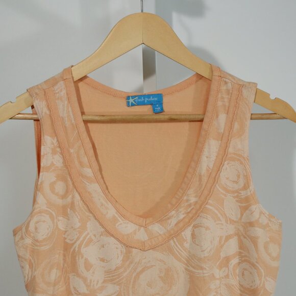 Fresh Produce Sleeveless Ruffle Hem Tank Dress Peach Floral Size Medium USA - Picture 2 of 7